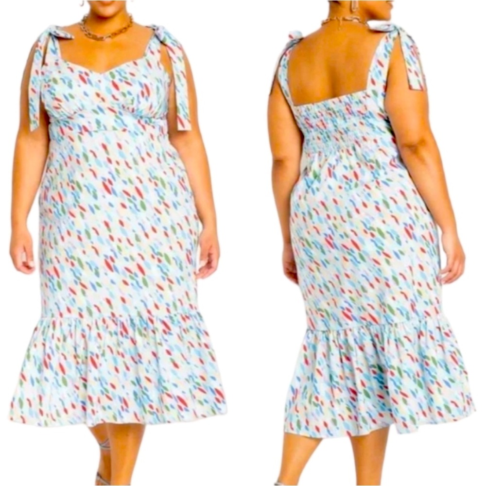 ELOQUII sz 18 EUC multi colored dress. With tie straps